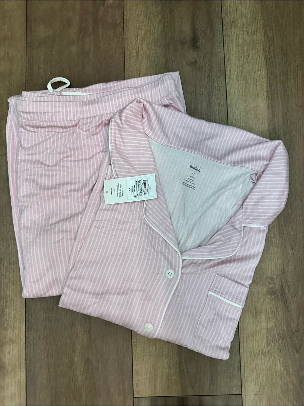 Auden Light Pink Striped Pajama Set with White Piping - Picture 2 of 2